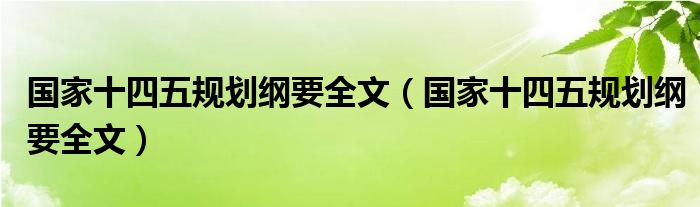 国家十四五规划纲要全文(国家十四五规划纲要全文)