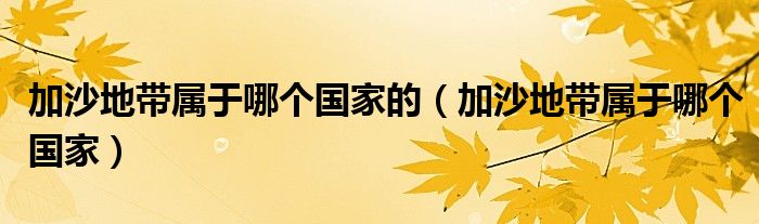 加沙地带属于哪个国家(加沙地带属于哪个国家的)