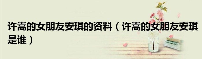 许嵩的女朋友安琪是谁(许嵩的女朋友安琪的资料)