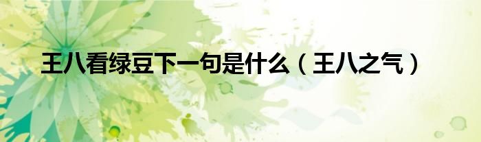 王八之气(王八看绿豆下一句是什么)