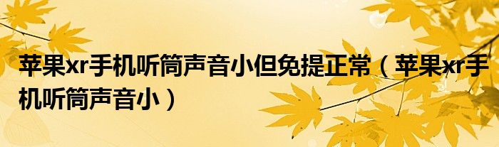 苹果xr手机听筒声音小(苹果xr手机听筒声音小但免提正常)