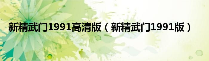 新精武门1991版(新精武门1991高清版)