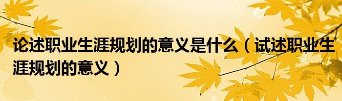 试述职业生涯规划的意义(论述职业生涯规划的意义是什么)