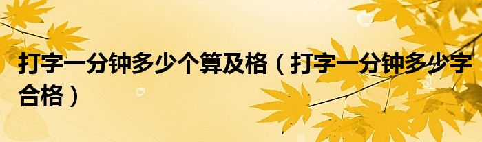打字一分钟多少字合格(打字一分钟多少个算及格)