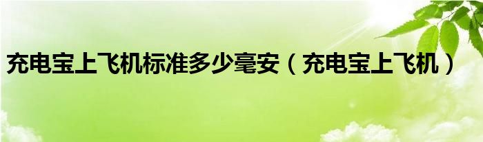 充电宝上飞机(充电宝上飞机标准多少毫安)