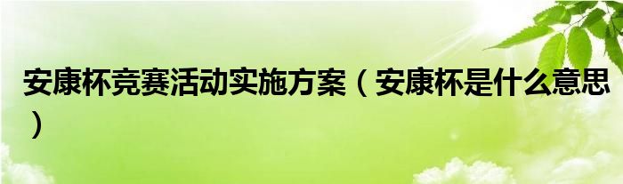 安康杯是什么意思(安康杯竞赛活动实施方案)