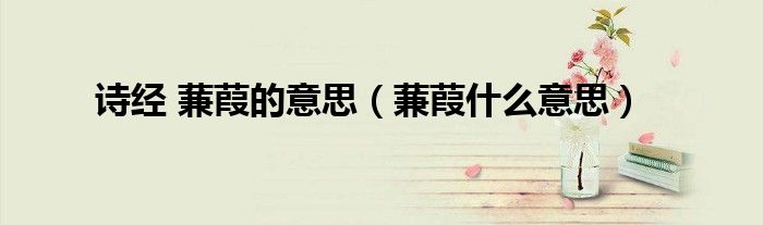 蒹葭什么意思(诗经 蒹葭的意思)