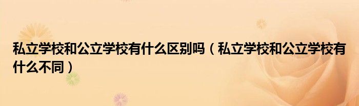 私立学校和公立学校有什么不同(私立学校和公立学校有什么区别吗)