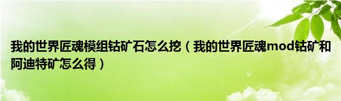 我的世界匠魂mod钴矿和阿迪特矿怎么得(我的世界匠魂模组钴矿石怎么挖)