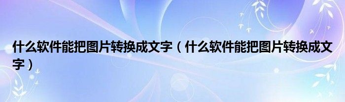 什么软件能把图片转换成文字(什么软件能把图片转换成文字)