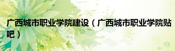 广西城市职业学院贴吧(广西城市职业学院建设)