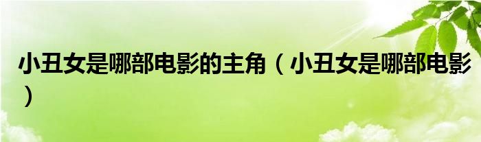 小丑女是哪部电影(小丑女是哪部电影的主角)
