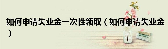 如何申请失业金(如何申请失业金一次性领取)