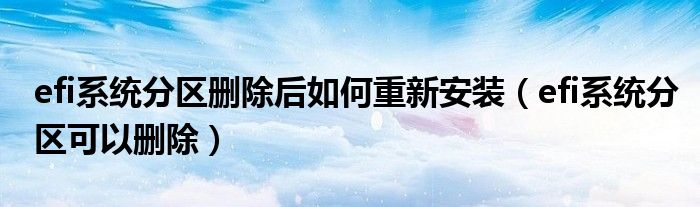 efi系统分区可以删除(efi系统分区删除后如何重新安装)