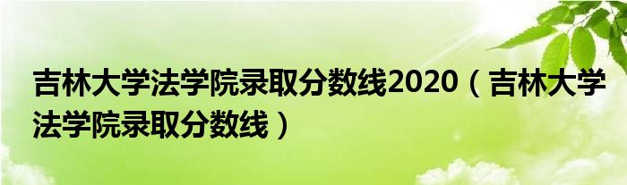 吉林大学法学院录取分数线(吉林大学法学院录取分数线2020)