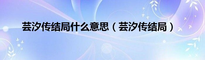 芸汐传结局(芸汐传结局什么意思)