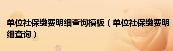 单位社保缴费明细查询(单位社保缴费明细查询模板)