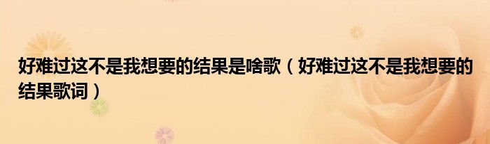 好难过这不是我想要的结果歌词(好难过这不是我想要的结果是啥歌)