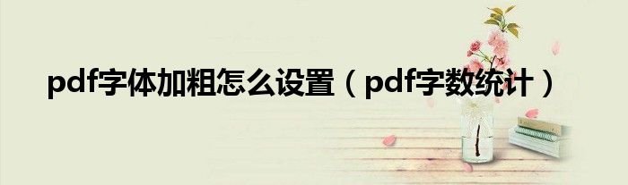 pdf字数统计(pdf字体加粗怎么设置)