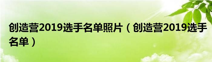 创造营2019选手名单(创造营2019选手名单照片)