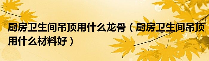 厨房卫生间吊顶用什么材料好(厨房卫生间吊顶用什么龙骨)
