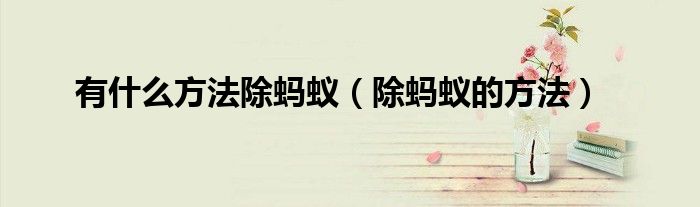 除蚂蚁的方法(有什么方法除蚂蚁)