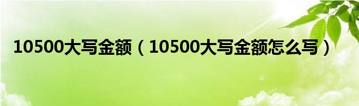 10500大写金额怎么写(10500大写金额)