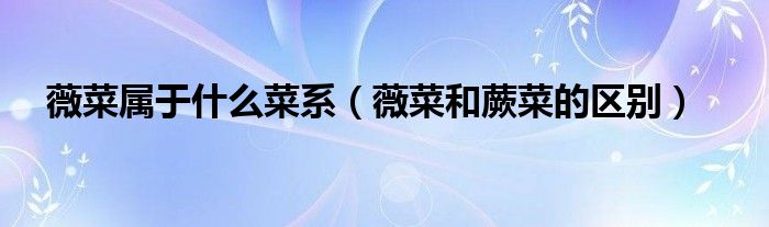 薇菜和蕨菜的区别(薇菜属于什么菜系)