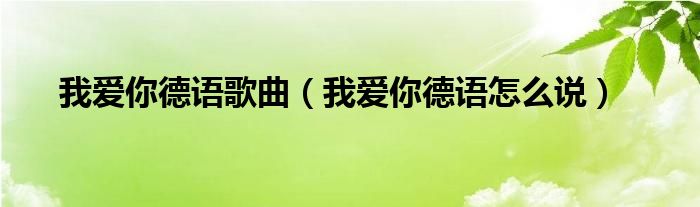 我爱你德语怎么说(我爱你德语歌曲)