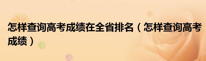 怎样查询高考成绩(怎样查询高考成绩在全省排名)