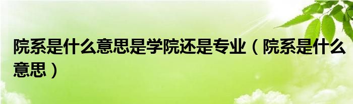 院系是什么意思(院系是什么意思是学院还是专业)