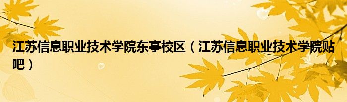 江苏信息职业技术学院贴吧(江苏信息职业技术学院东亭校区)