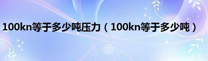 100kn等于多少吨(100kn等于多少吨压力)
