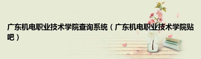广东机电职业技术学院贴吧(广东机电职业技术学院查询系统)