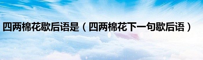 四两棉花下一句歇后语(四两棉花歇后语是)