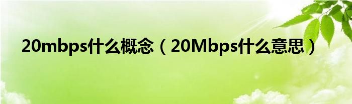 20Mbps什么意思(20mbps什么概念)