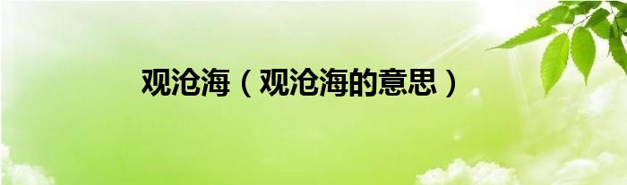 观沧海的意思(观沧海)