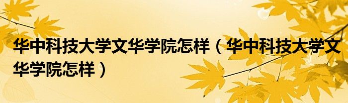 华中科技大学文华学院怎样(华中科技大学文华学院怎样)