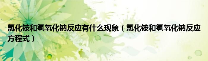 氯化铵和氢氧化钠反应方程式(氯化铵和氢氧化钠反应有什么现象)