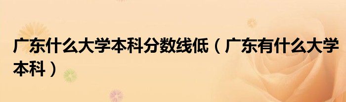 广东有什么大学本科(广东什么大学本科分数线低)