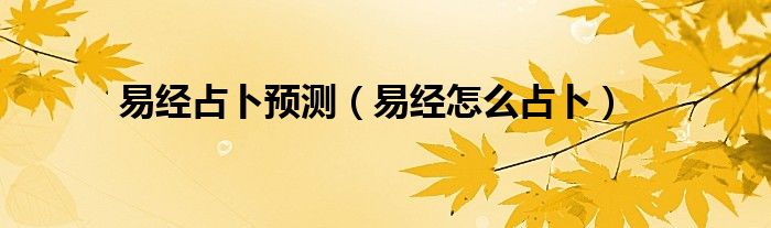 易经怎么占卜(易经占卜预测)
