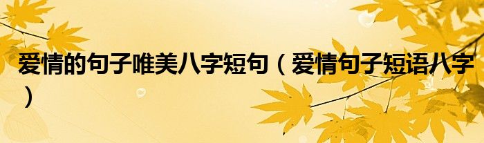 爱情句子短语八字(爱情的句子唯美八字短句)