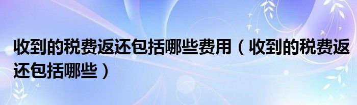 收到的税费返还包括哪些(收到的税费返还包括哪些费用)