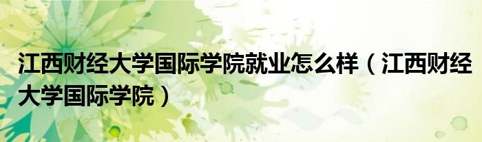 江西财经大学国际学院(江西财经大学国际学院就业怎么样)