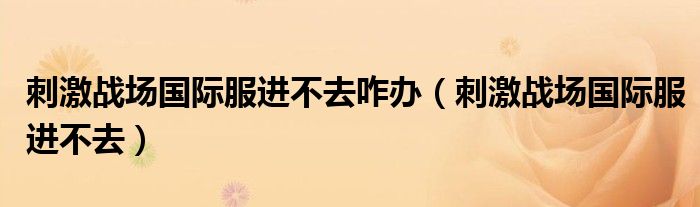 刺激战场国际服进不去(刺激战场国际服进不去咋办)