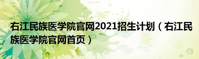 右江民族医学院官网首页(右江民族医学院官网2021招生计划)