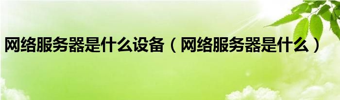 网络服务器是什么(网络服务器是什么设备)