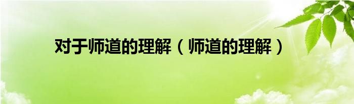 师道的理解(对于师道的理解)