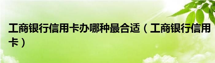 工商银行信用卡(工商银行信用卡办哪种最合适)