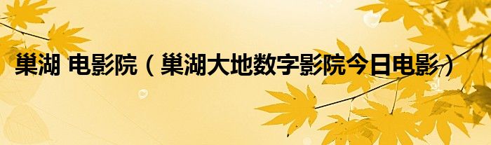 巢湖大地数字影院今日电影(巢湖 电影院)